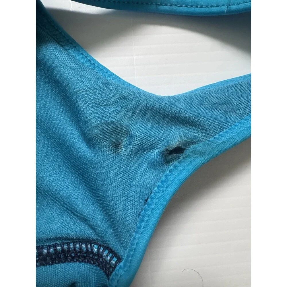 Gerry Girls Size 16 One Piece Swimsuit Navy Blue Turquoise Zip Front